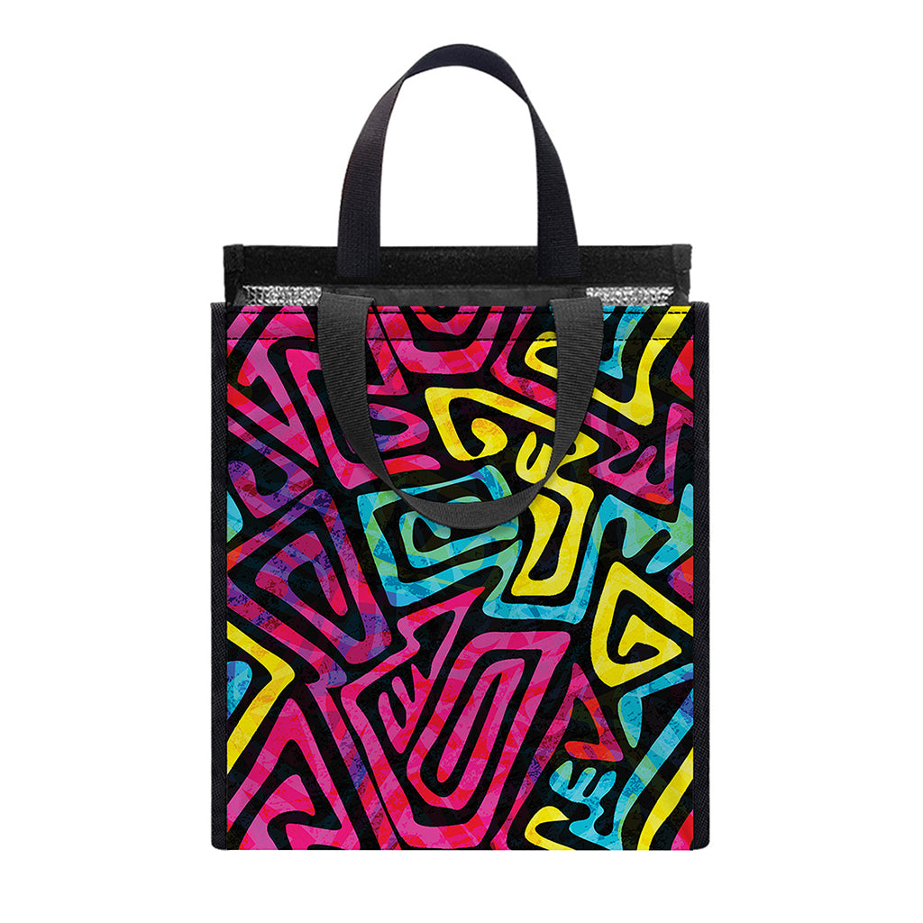 Psychedelic Funky Pattern Print Insulated Lunch Tote