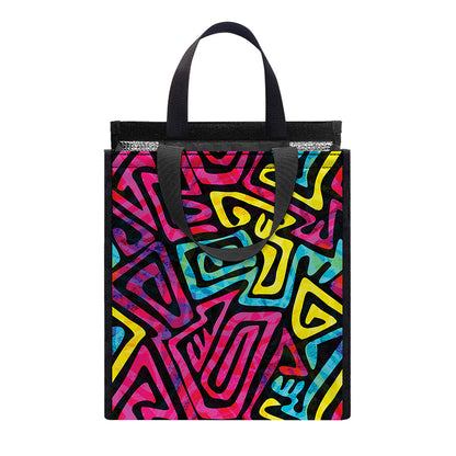 Psychedelic Funky Pattern Print Insulated Lunch Tote