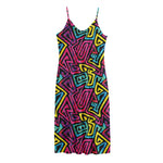 Psychedelic Funky Pattern Print Jersey Midi Cami Dress