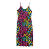 Psychedelic Funky Pattern Print Jersey Midi Cami Dress