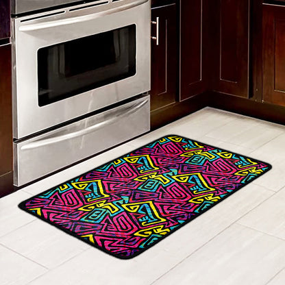 Psychedelic Funky Pattern Print Kitchen Mat