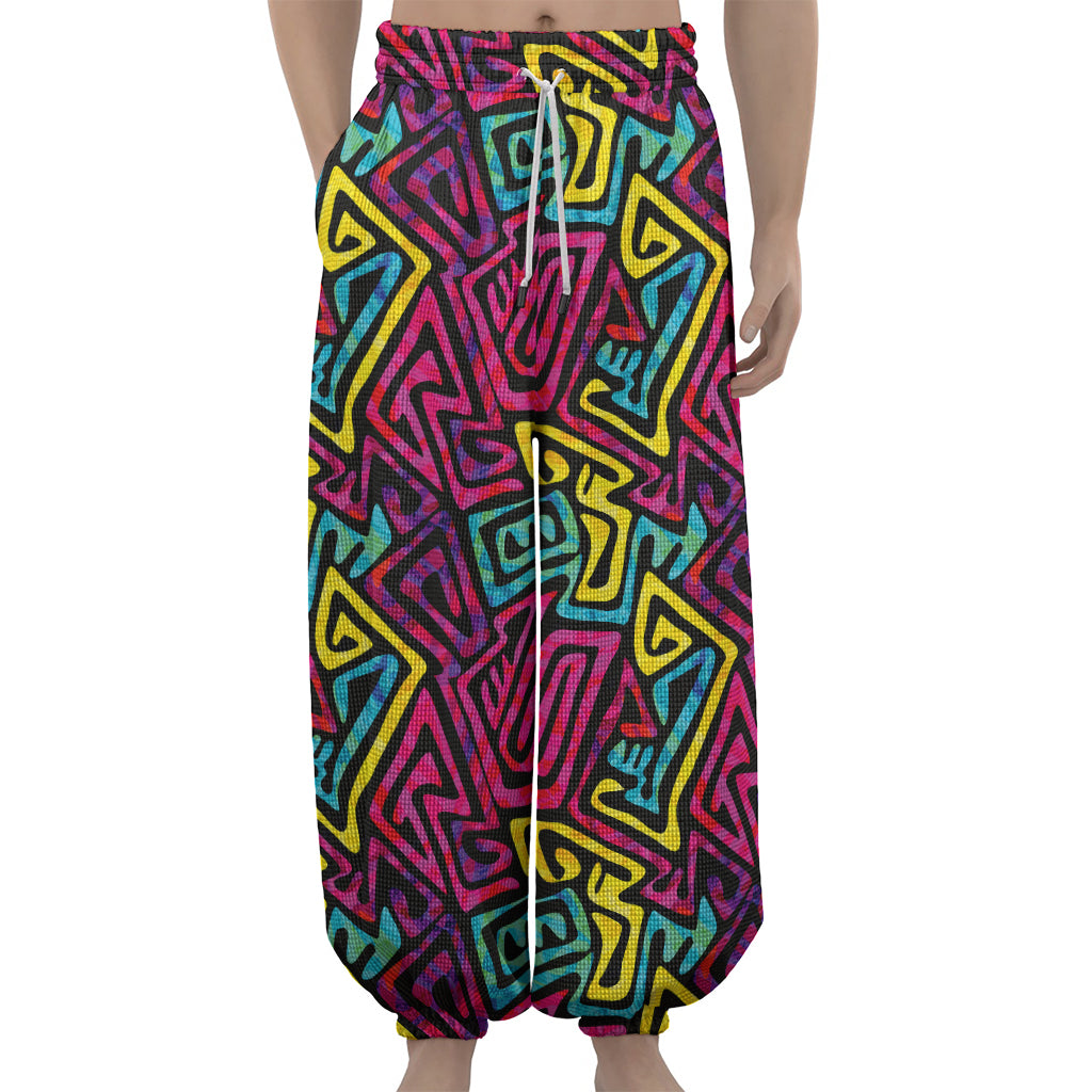 Psychedelic Funky Pattern Print Lantern Pants