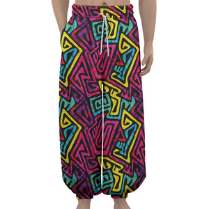 Psychedelic Funky Pattern Print Lantern Pants