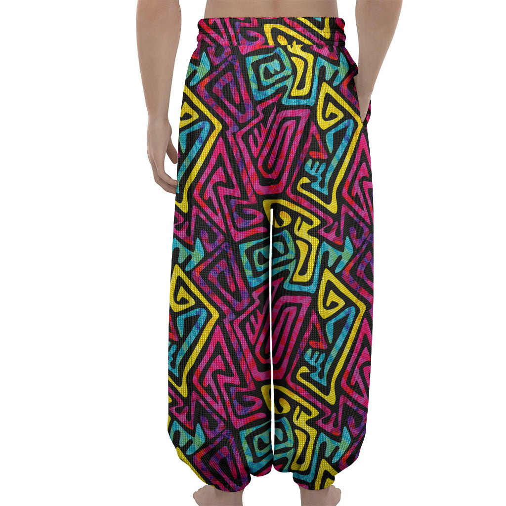 Psychedelic Funky Pattern Print Lantern Pants