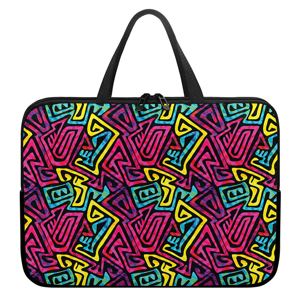 Psychedelic Funky Pattern Print Laptop Sleeve With Handle