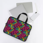 Psychedelic Funky Pattern Print Laptop Sleeve With Handle