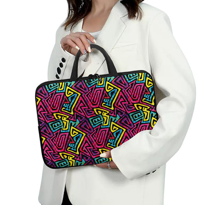 Psychedelic Funky Pattern Print Laptop Sleeve With Handle