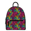 Psychedelic Funky Pattern Print Leather Backpack