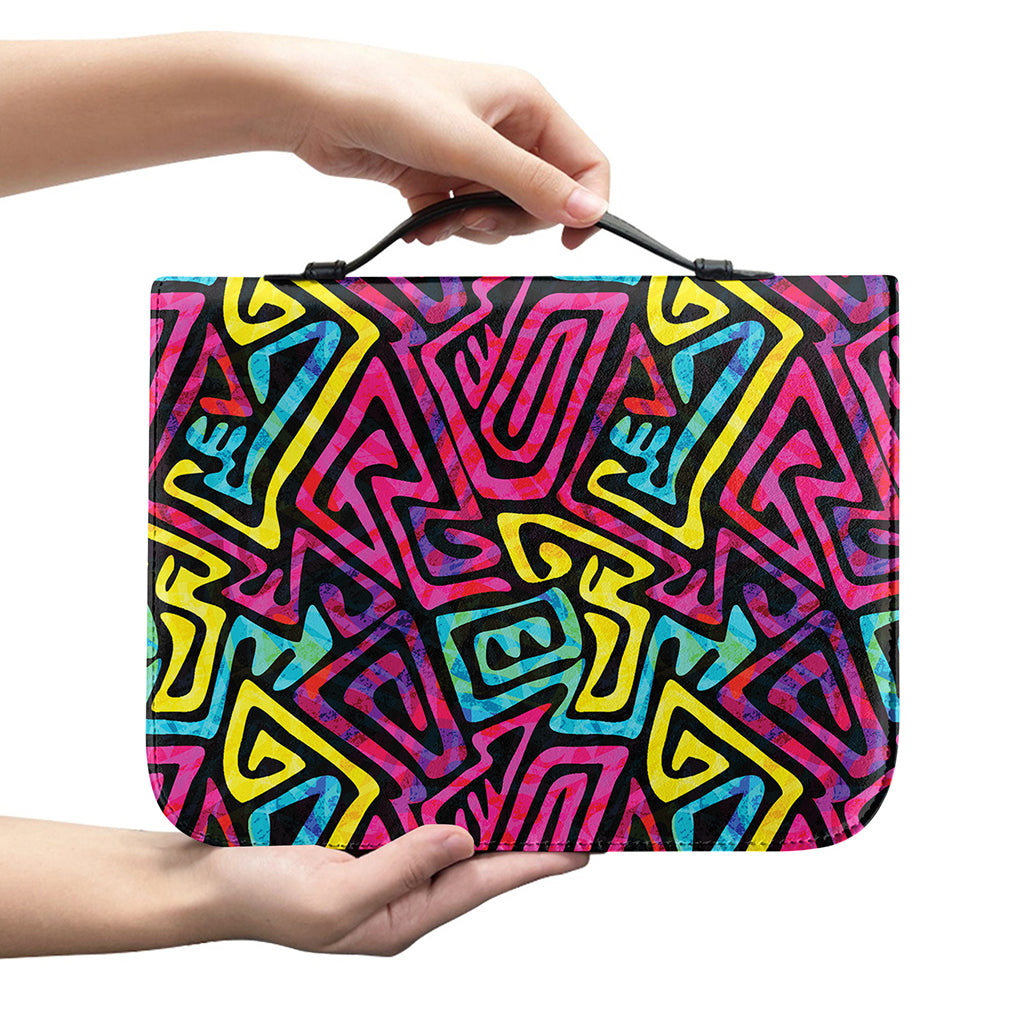 Psychedelic Funky Pattern Print Leather Bible Cover