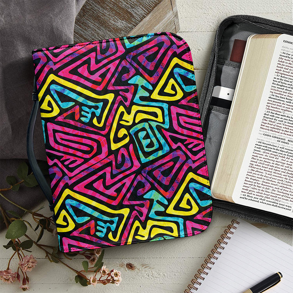 Psychedelic Funky Pattern Print Leather Bible Cover