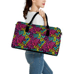 Psychedelic Funky Pattern Print Leather Duffle Bag