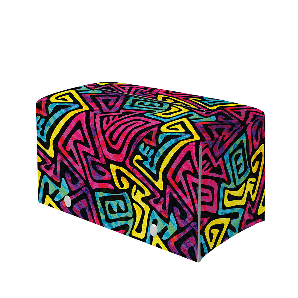 Psychedelic Funky Pattern Print Leather Tissue Box Cover