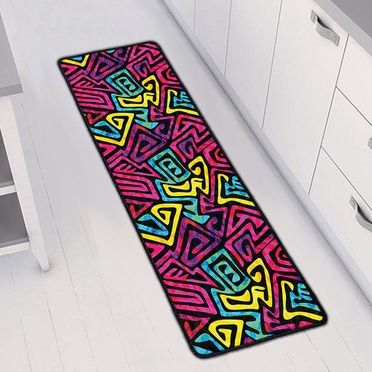 Psychedelic Funky Pattern Print Long Kitchen Mat