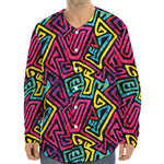 Psychedelic Funky Pattern Print Long Sleeve Baseball Jersey