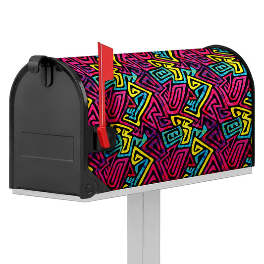 Psychedelic Funky Pattern Print Mailbox Cover