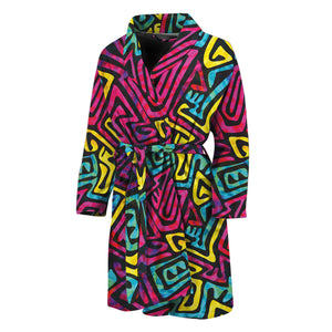 Psychedelic Funky Pattern Print Men's Bathrobe