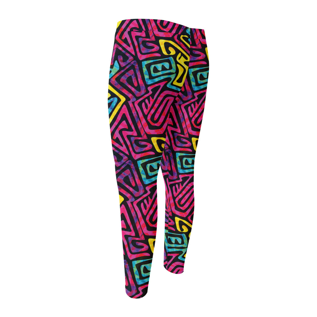 Psychedelic Funky Pattern Print Men's Compression Pants