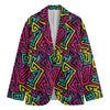 Psychedelic Funky Pattern Print Men's Cotton Blazer