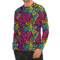 Psychedelic Funky Pattern Print Men's Long Sleeve Rash Guard