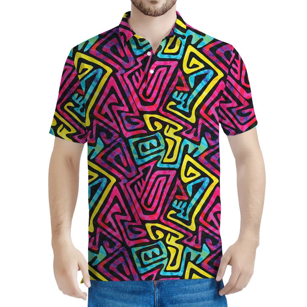 Psychedelic Funky Pattern Print Men's Polo Shirt