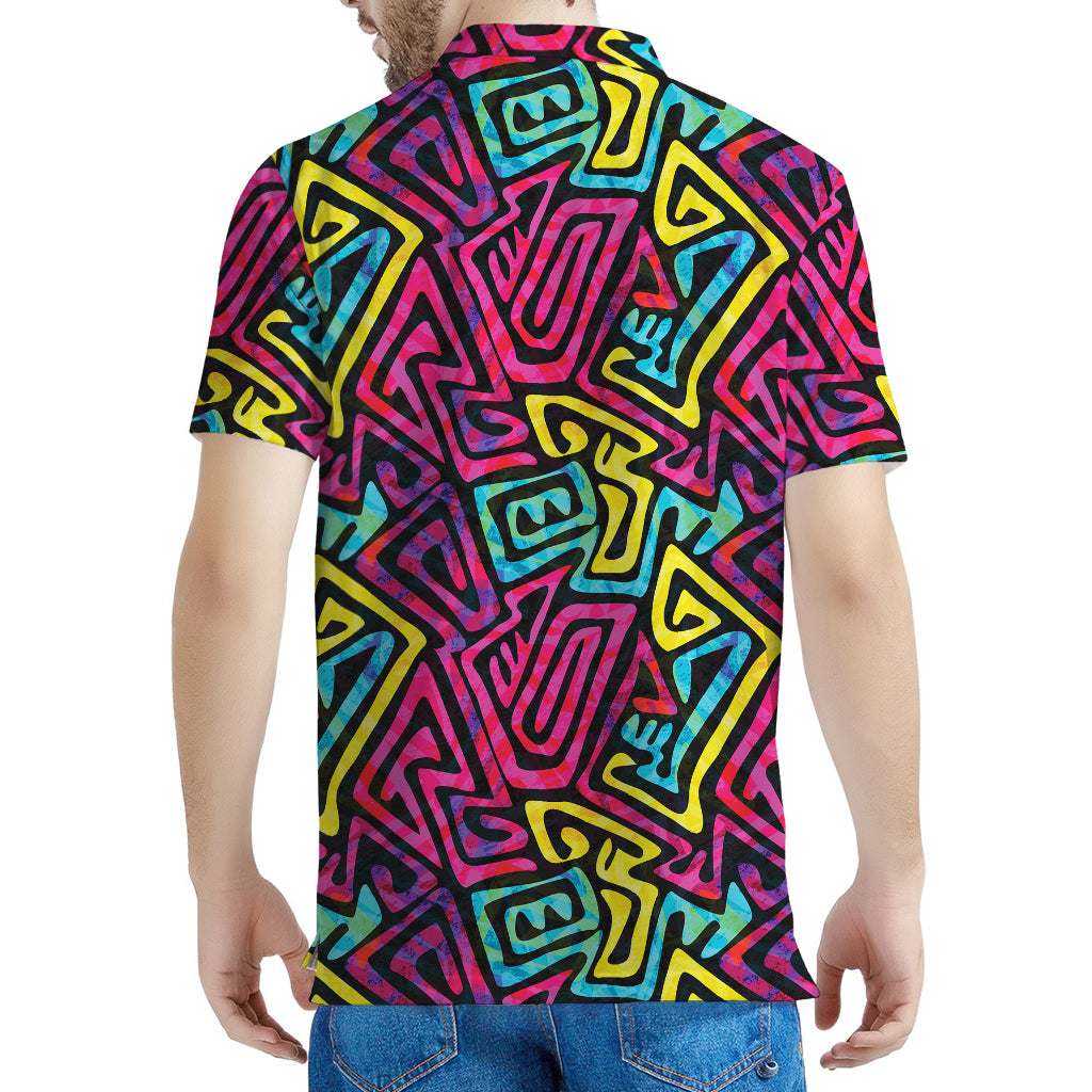 Psychedelic Funky Pattern Print Men's Polo Shirt