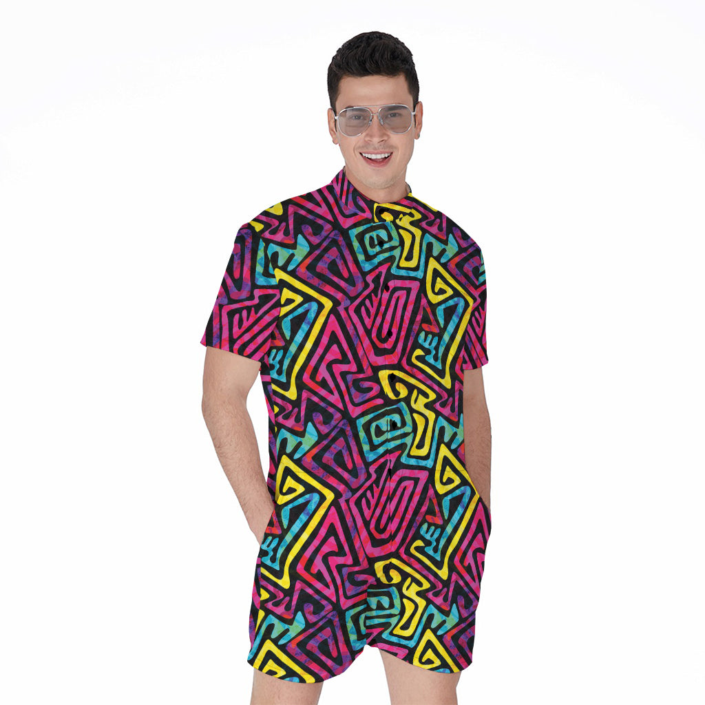 Psychedelic Funky Pattern Print Men's Rompers