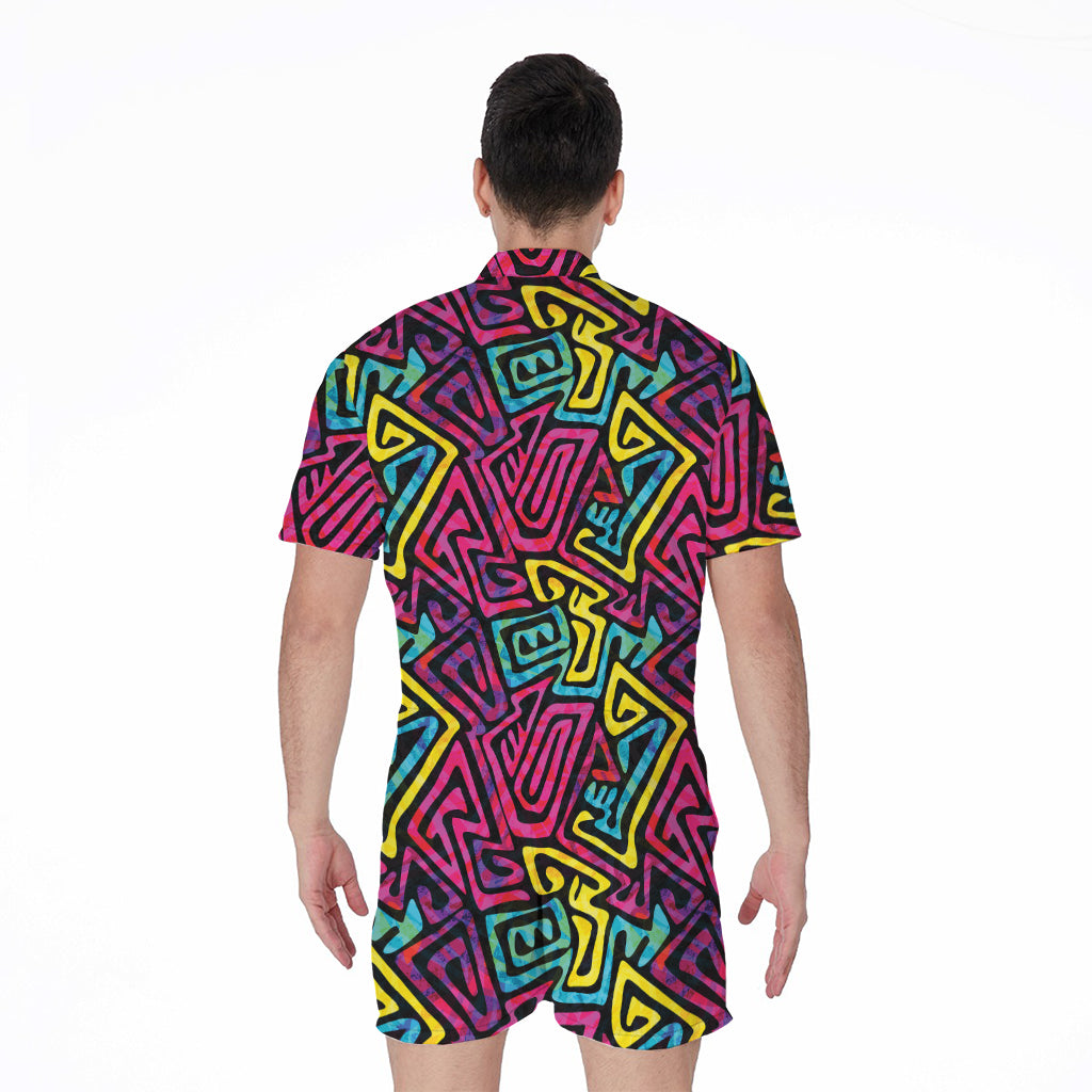 Psychedelic Funky Pattern Print Men's Rompers