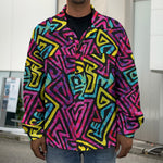 Psychedelic Funky Pattern Print Men's Shirt Jacket