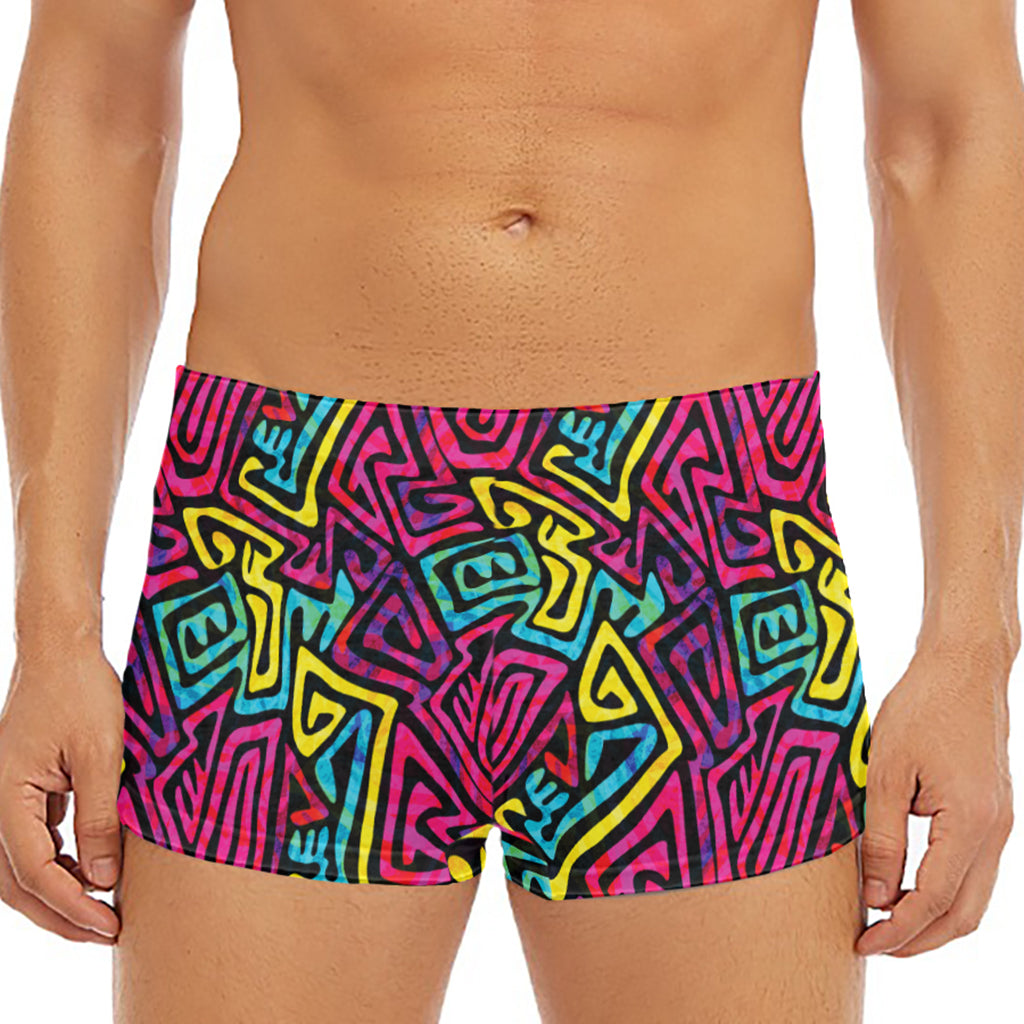 Psychedelic Funky Pattern Print Men's Short Boxer Briefs
