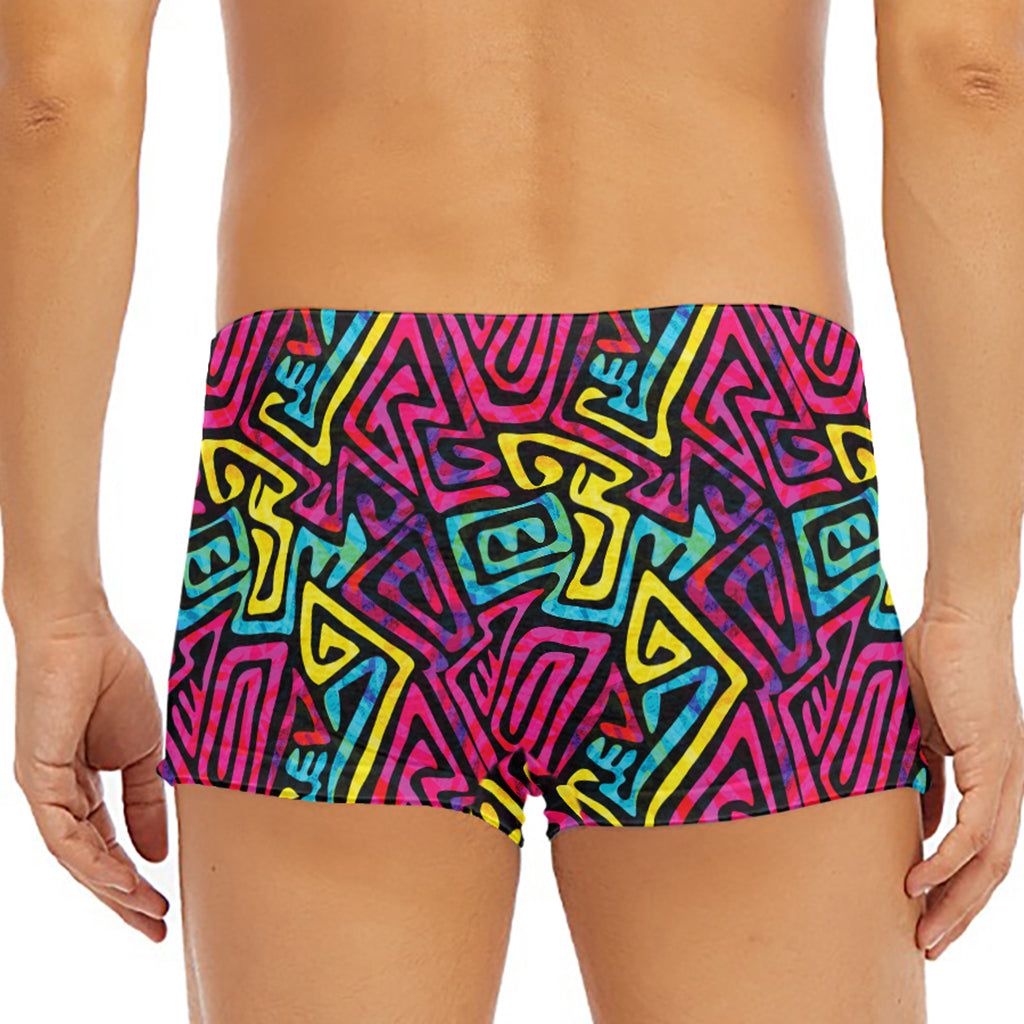Psychedelic Funky Pattern Print Men's Short Boxer Briefs
