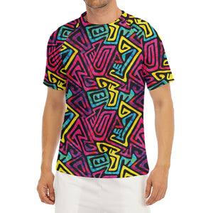 Psychedelic Funky Pattern Print Men's Short Sleeve Rash Guard