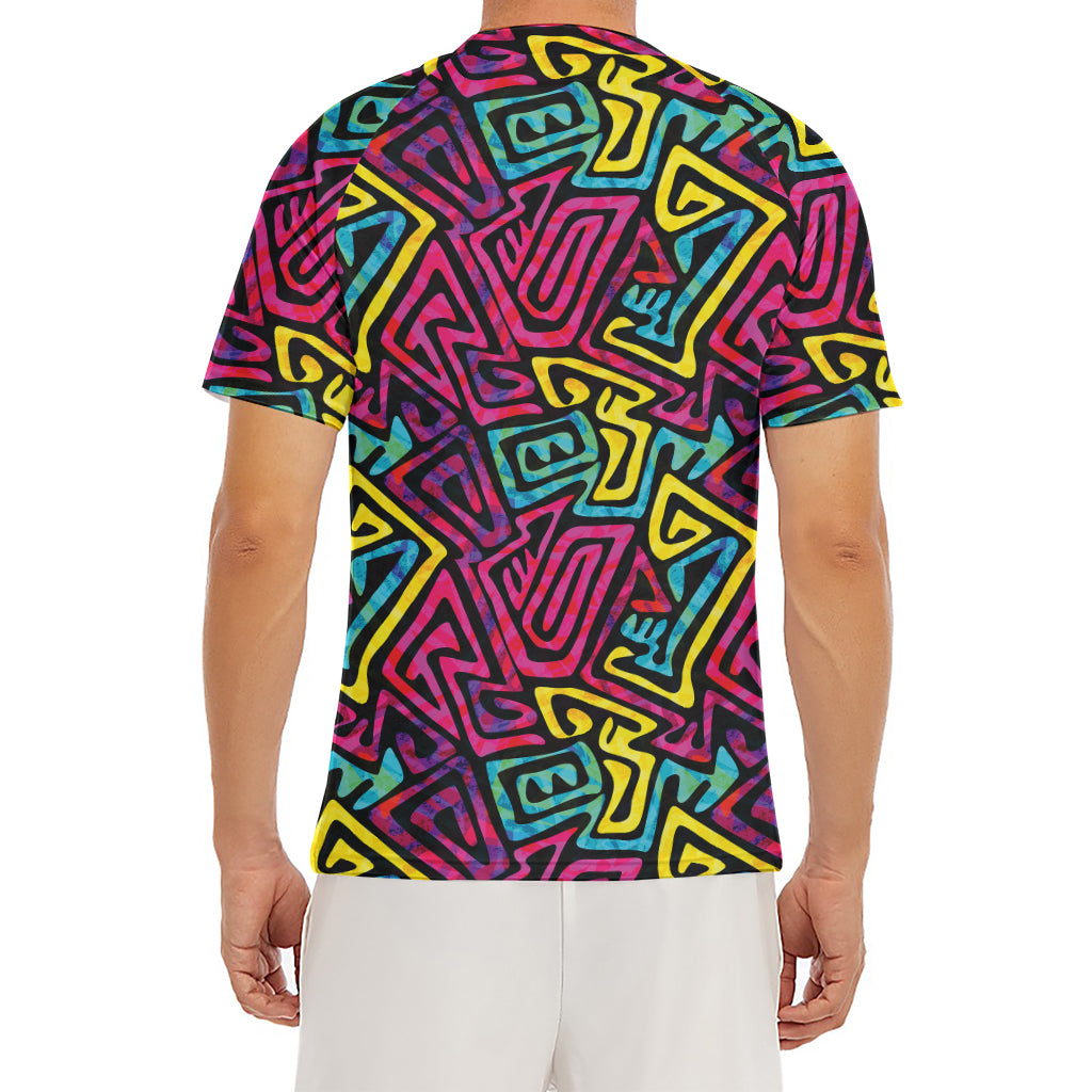 Psychedelic Funky Pattern Print Men's Short Sleeve Rash Guard