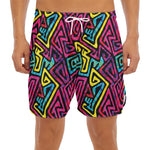 Psychedelic Funky Pattern Print Men's Split Running Shorts