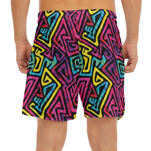 Psychedelic Funky Pattern Print Men's Split Running Shorts