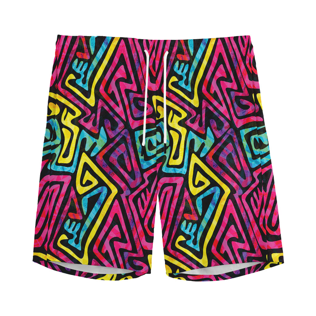 Psychedelic Funky Pattern Print Men's Sports Shorts