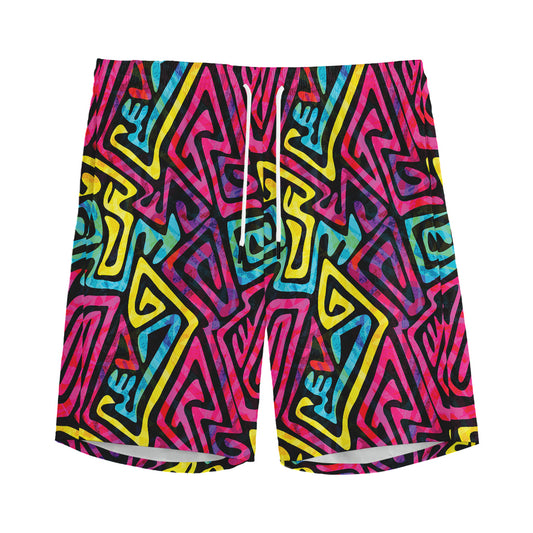 Psychedelic Funky Pattern Print Men's Sports Shorts