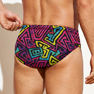 Psychedelic Funky Pattern Print Men's Swim Briefs