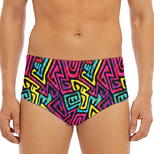 Psychedelic Funky Pattern Print Men's Triangle Swim Briefs