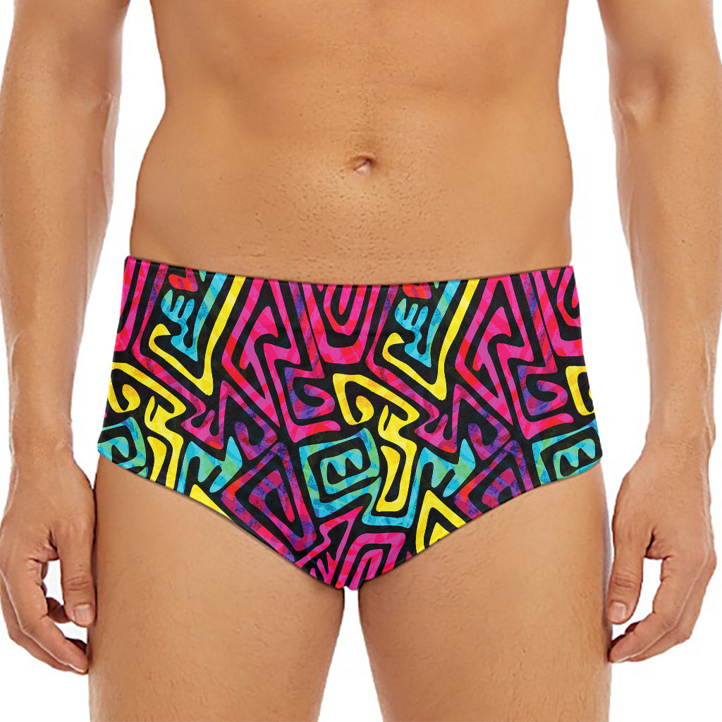 Psychedelic Funky Pattern Print Men's Triangle Swim Briefs