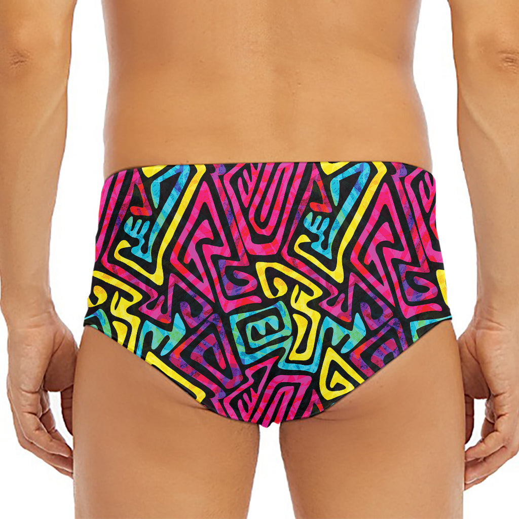 Psychedelic Funky Pattern Print Men's Triangle Swim Briefs
