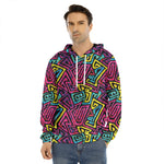 Psychedelic Funky Pattern Print Men's Velvet Pullover Hoodie