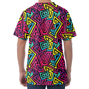 Psychedelic Funky Pattern Print Men's Velvet T-Shirt