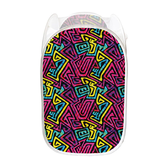 Psychedelic Funky Pattern Print Mesh Laundry Hamper