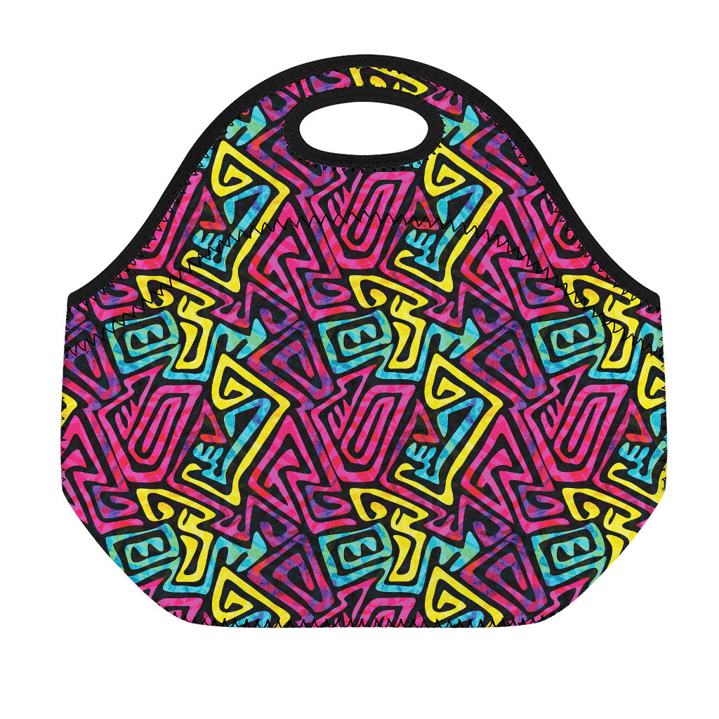 Psychedelic Funky Pattern Print Neoprene Lunch Bag