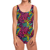Psychedelic Funky Pattern Print One Piece Swimsuit