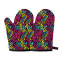 Psychedelic Funky Pattern Print Oven Mitts