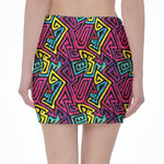 Psychedelic Funky Pattern Print Pencil Mini Skirt