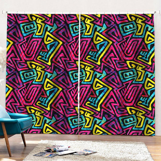 Psychedelic Funky Pattern Print Pencil Pleat Curtains