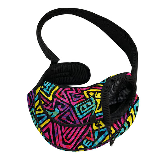 Psychedelic Funky Pattern Print Pet Sling Carrier