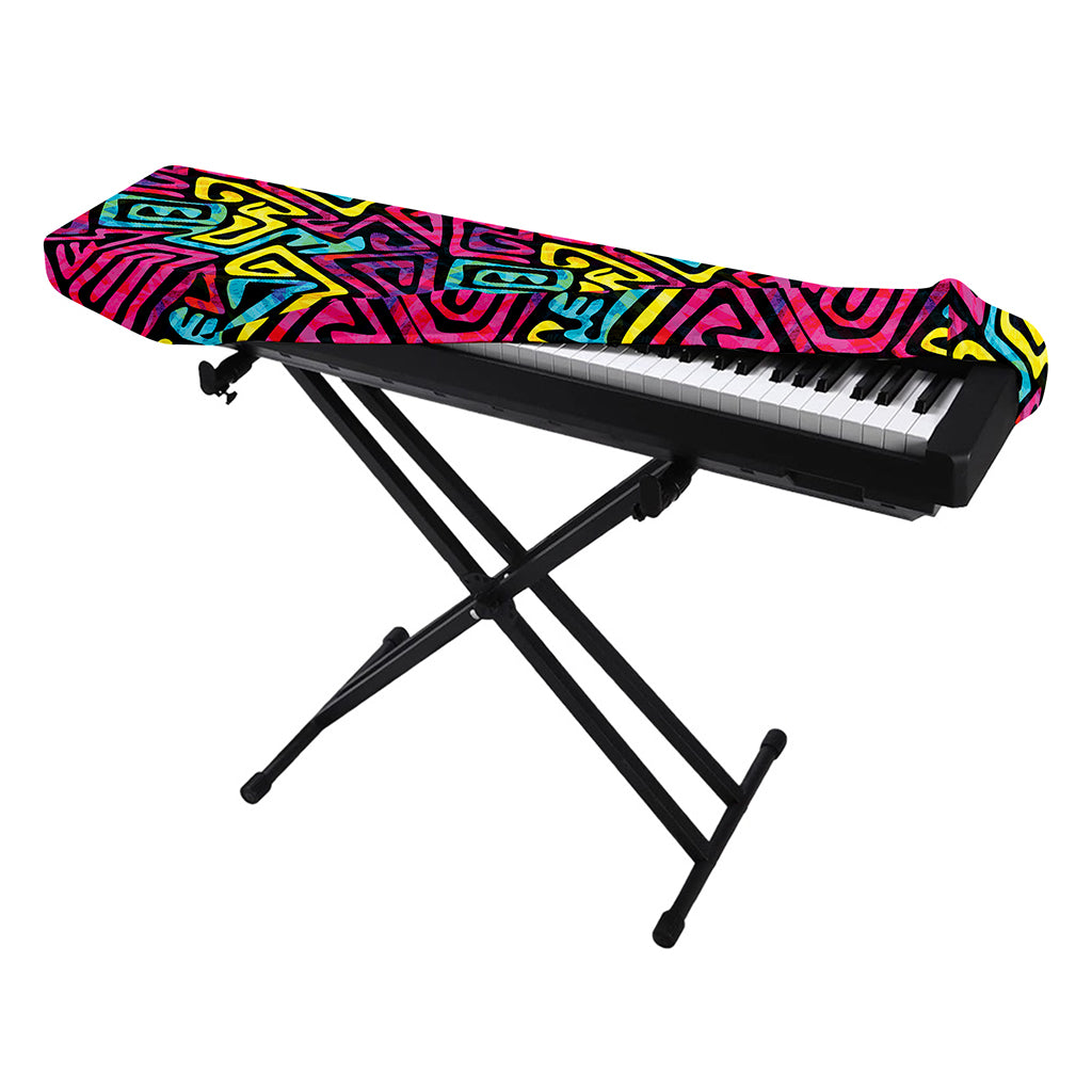 Psychedelic Funky Pattern Print Piano Keyboard Cover
